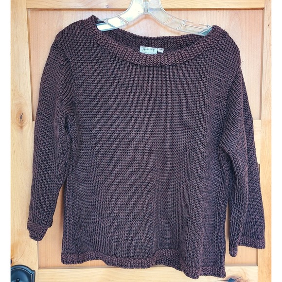 Habitat Clothes to Live In Chocolate Brown Chunky Knit Sweater Round Neck SMALL - Picture 1 of 9
